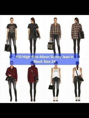 R13 High-Rise Alison Skinny Jean in Black Size 24